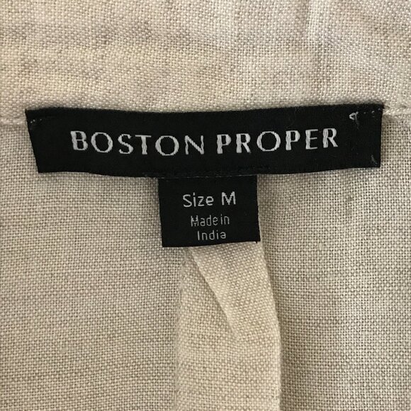 Boston Proper Women's Medium Beige Linen Blend Sleeveless Button Up Shirt - Picture 7 of 9